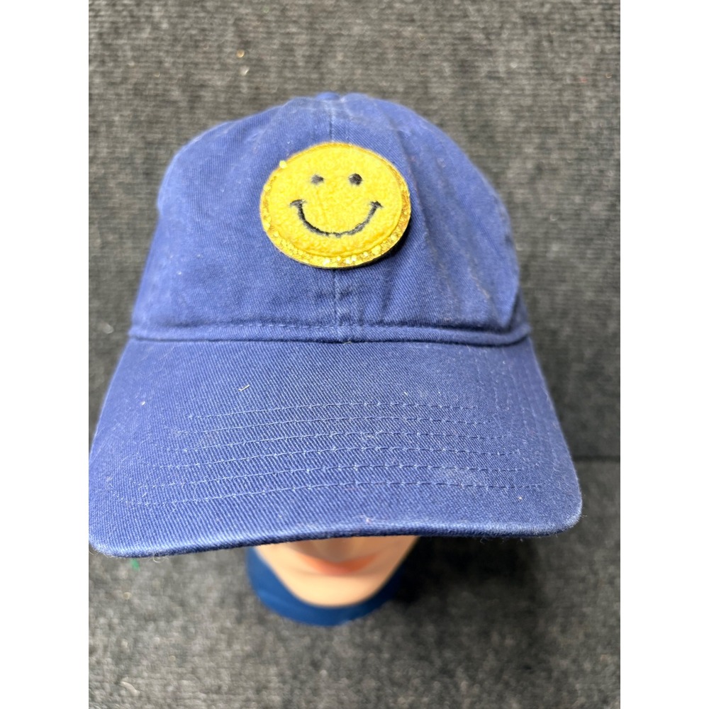 Comfort Colors Blue Cotton Smiley Face Glitter Patch Adjustable Dad Hat Cap